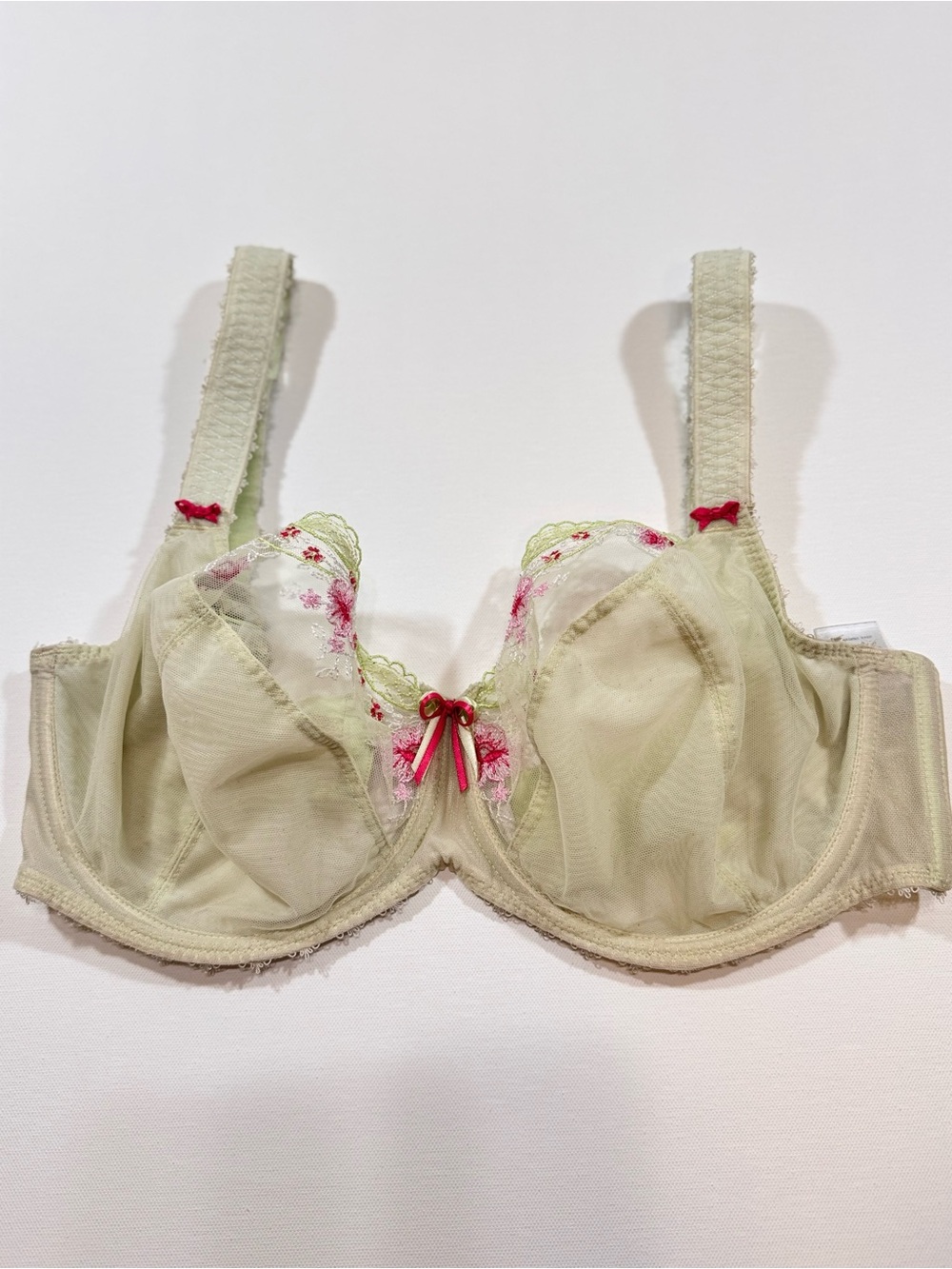 Freya Eleanor Lace Plunge Bra Pistachio Green Pink Floral AA5732 size 32GG UK - Picture 6 of 7